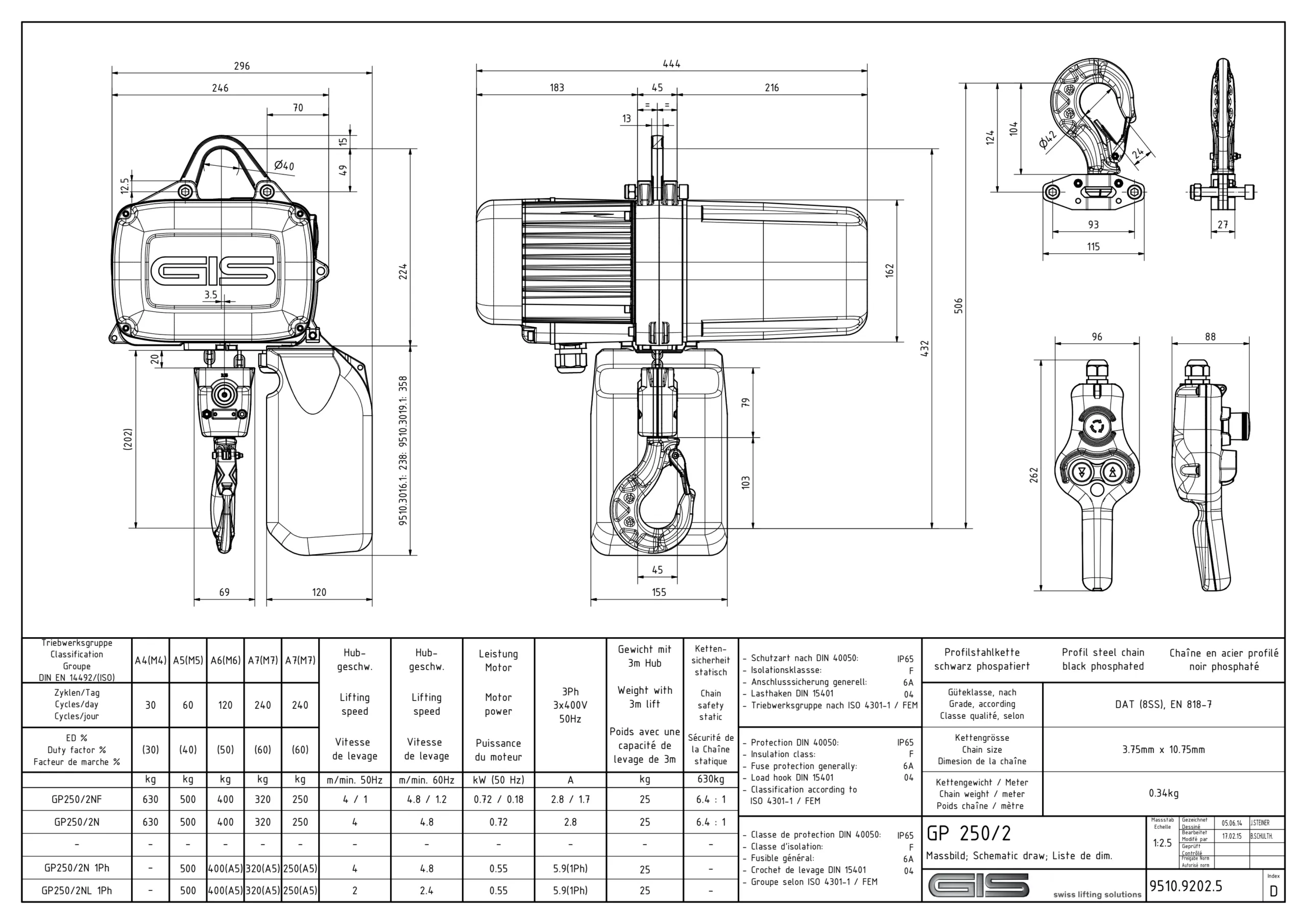 Electric Chain Hoist with Trolley 100-630 kg 5