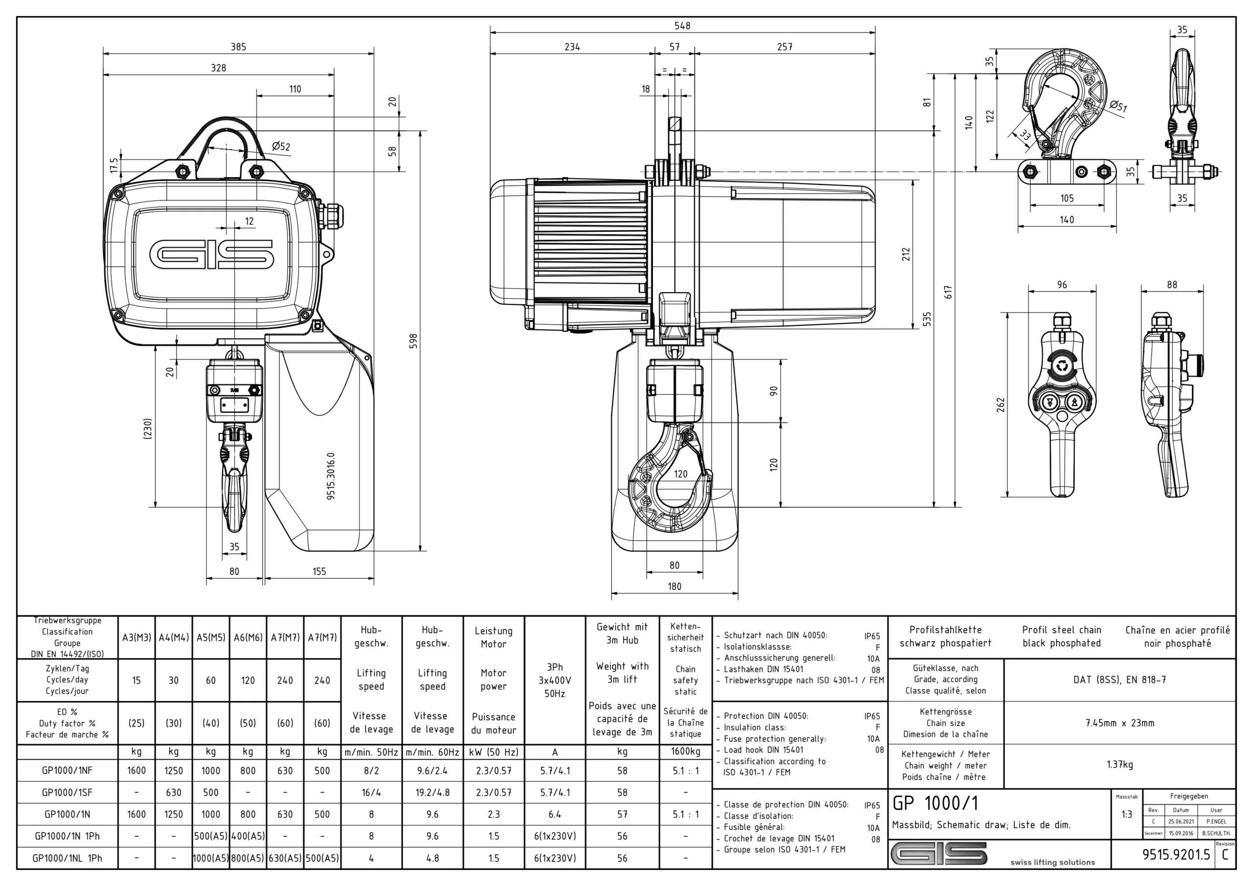 Electric Chain Hoist with Trolley 500-2500 kg 4