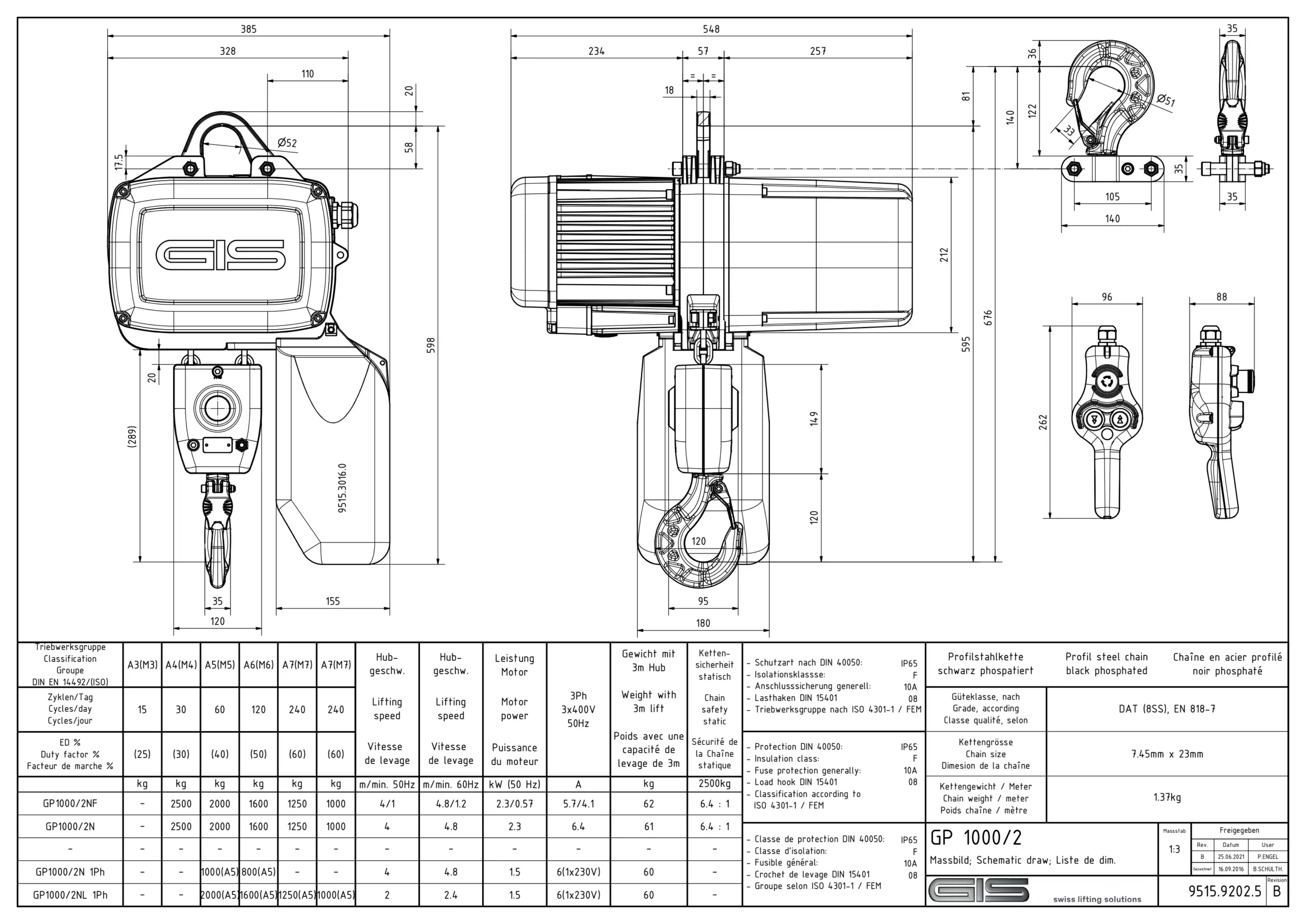 Electric Chain Hoist with Trolley 500-2500 kg 5