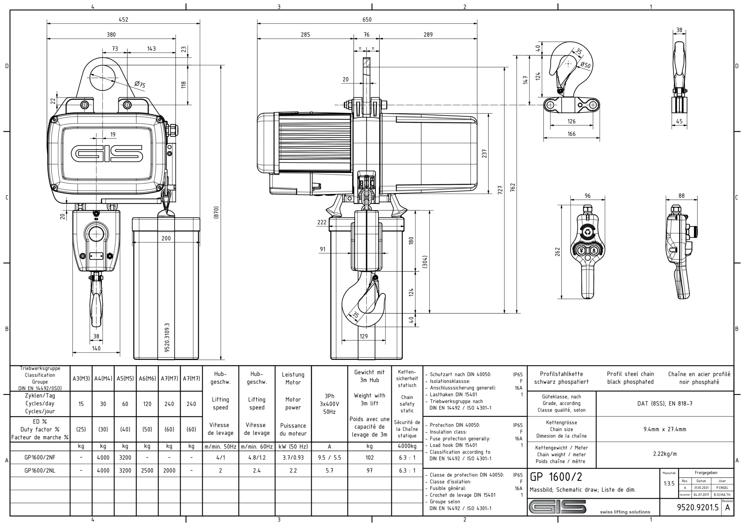 Electric Chain Hoist with Trolley 800-4000 kg 5