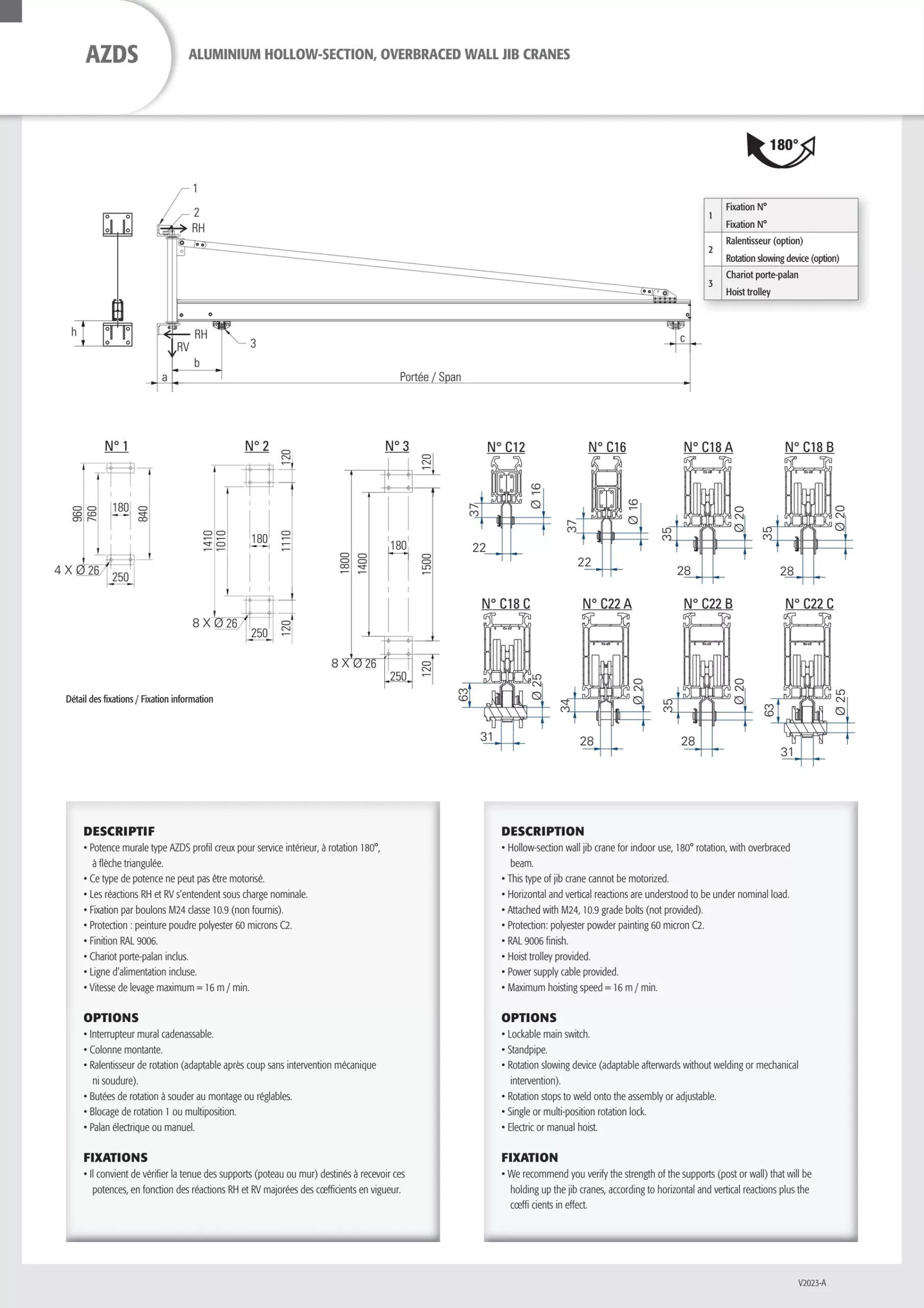 Aluminum Wall Jib Crane (AZDS) 63-2000 kg 2-8 m - view 2
