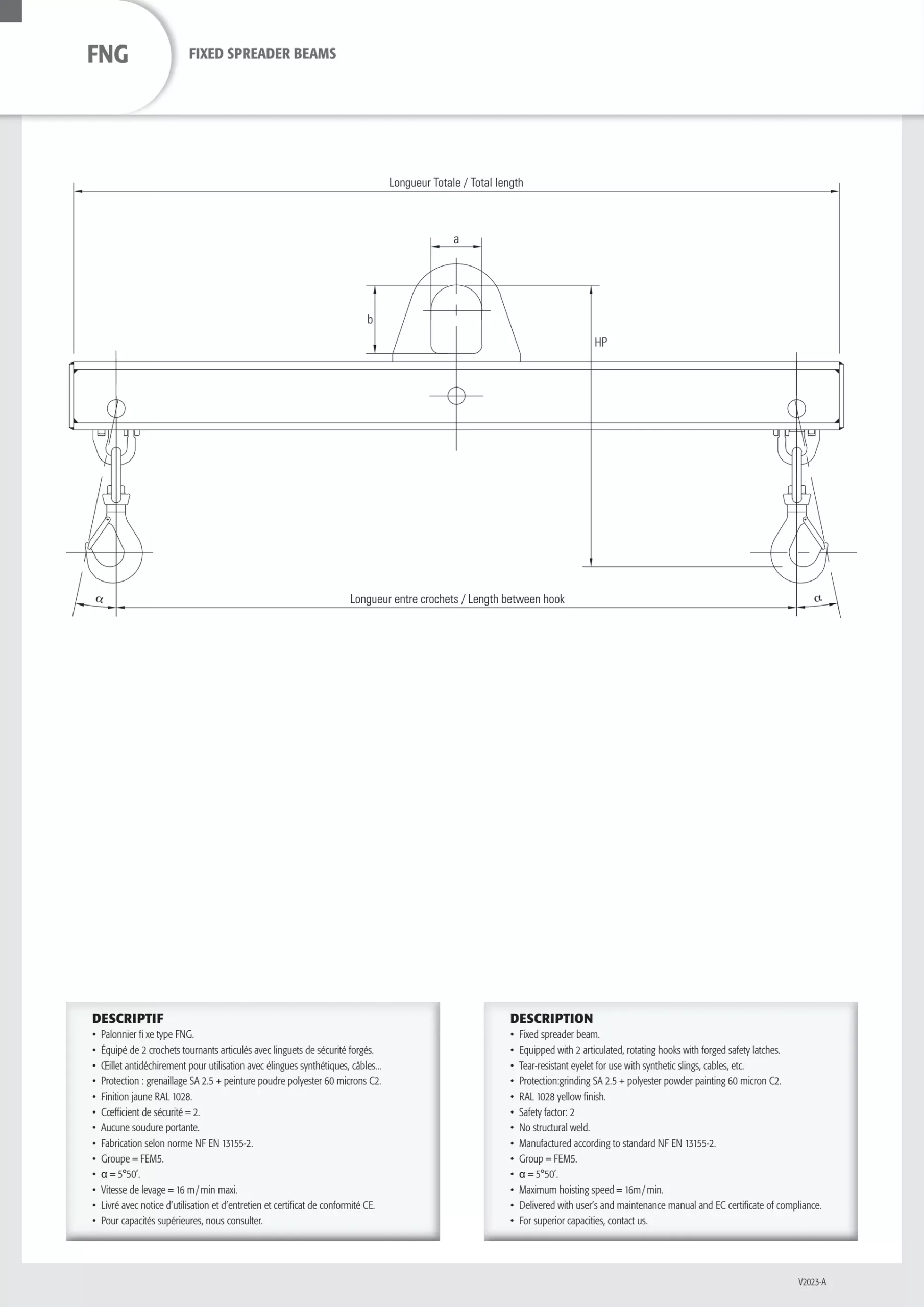 Fixed Spreader Beam (FNG) 1000-10000 kg, 1-6 m