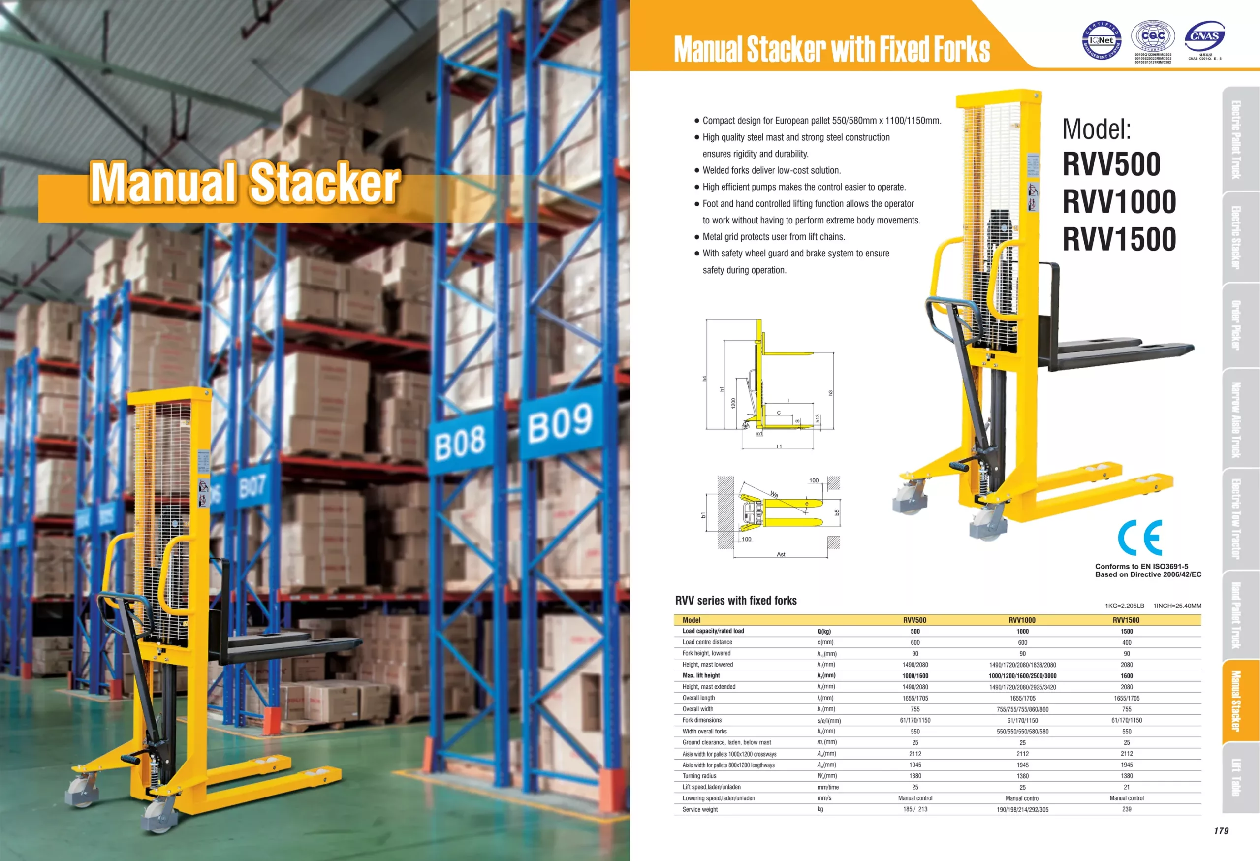 Manual Pallet Stacker (RVV500) 500 kg 1000 mm - view 2