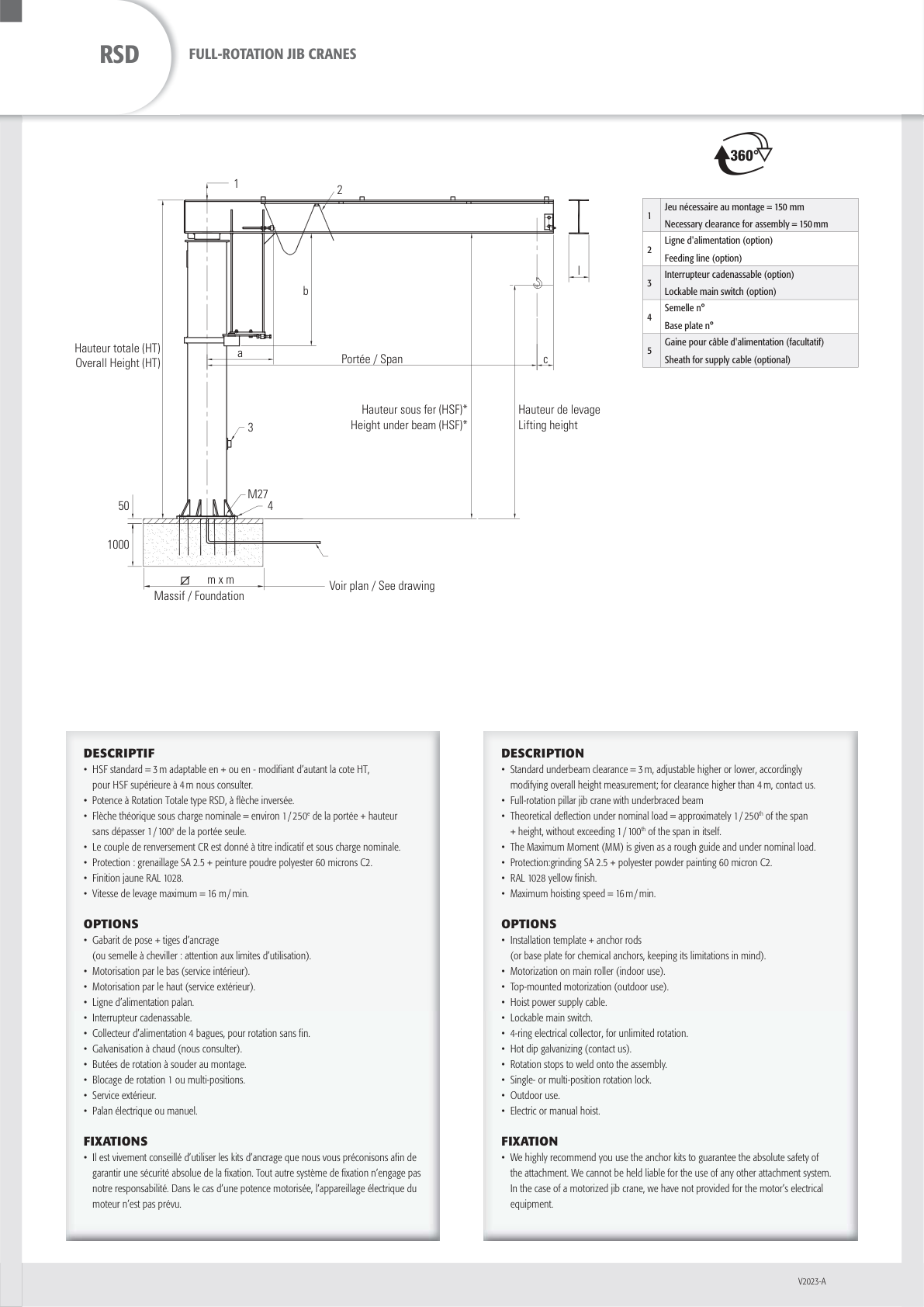 Full-Rotation Pillar Jib Crane (RSD) 360° 150-10000 kg - view 12