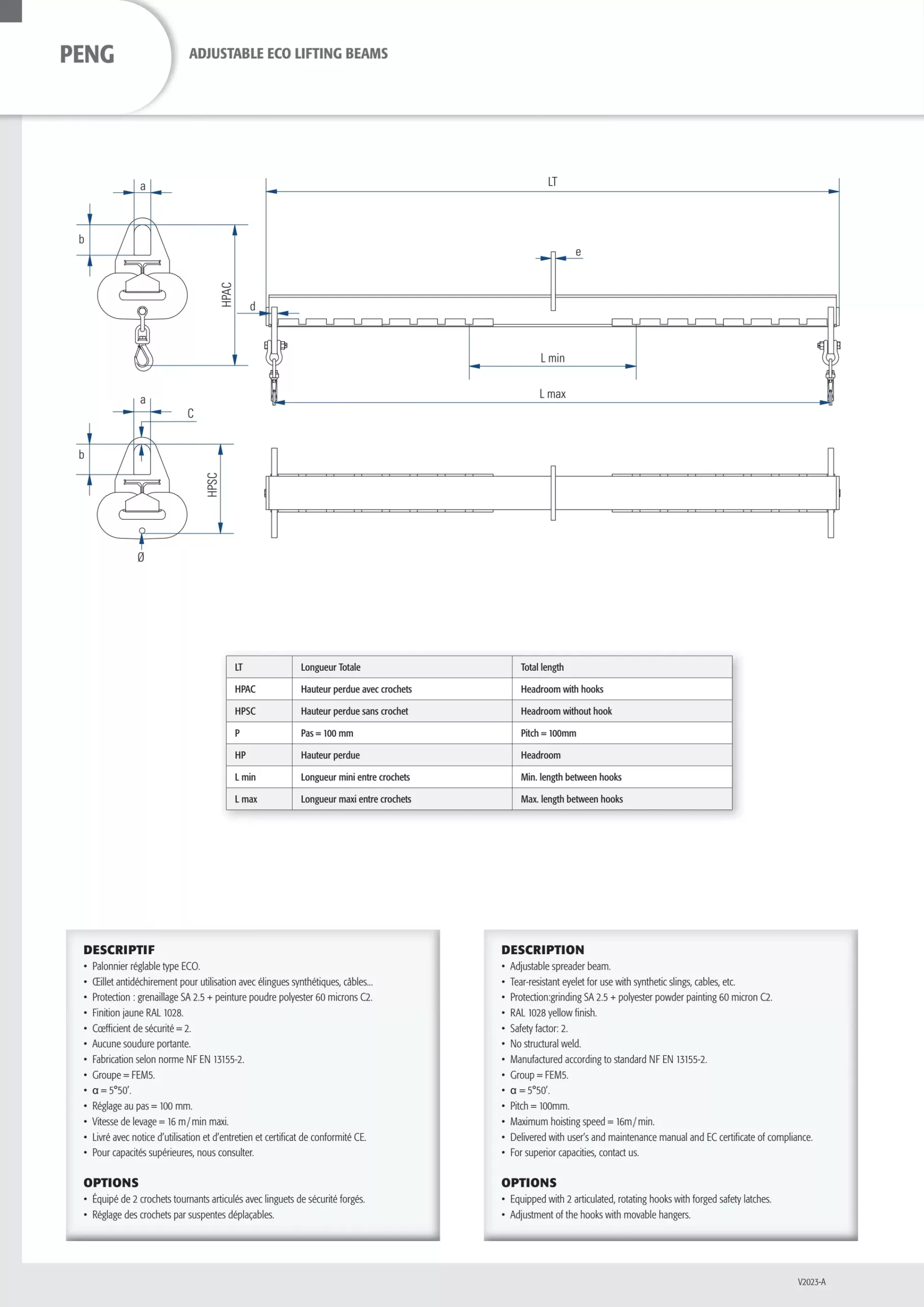 Adjustable Spreader Beam (ECO) (PENG) 1000-10000 kg, 1-6 m - view 2