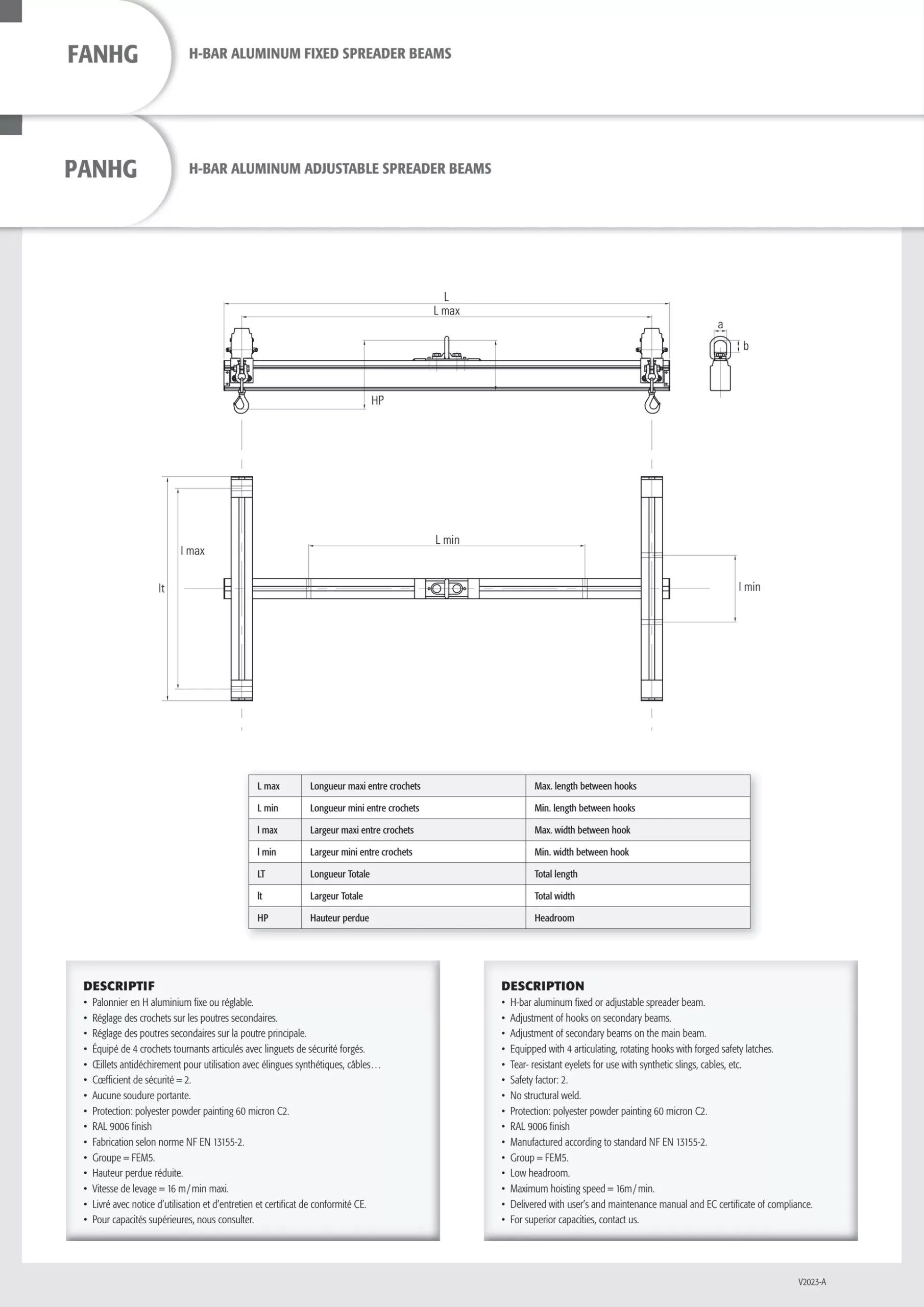 Aluminium H-Beam Spreader (Fixed) (FANHG) 125-2000 kg - view 2