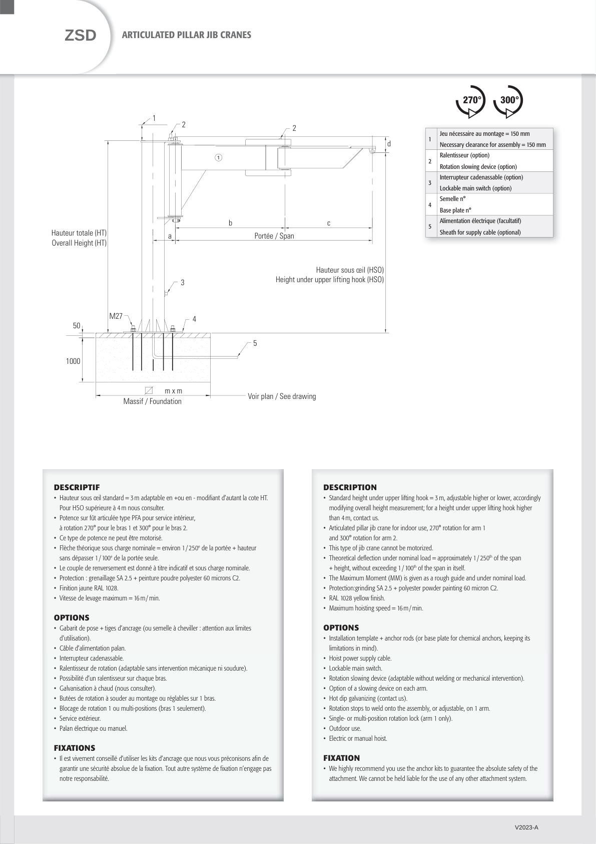 Articulated Pillar Jib Crane (ZSD) 125-500 kg 2-5 m - view 4